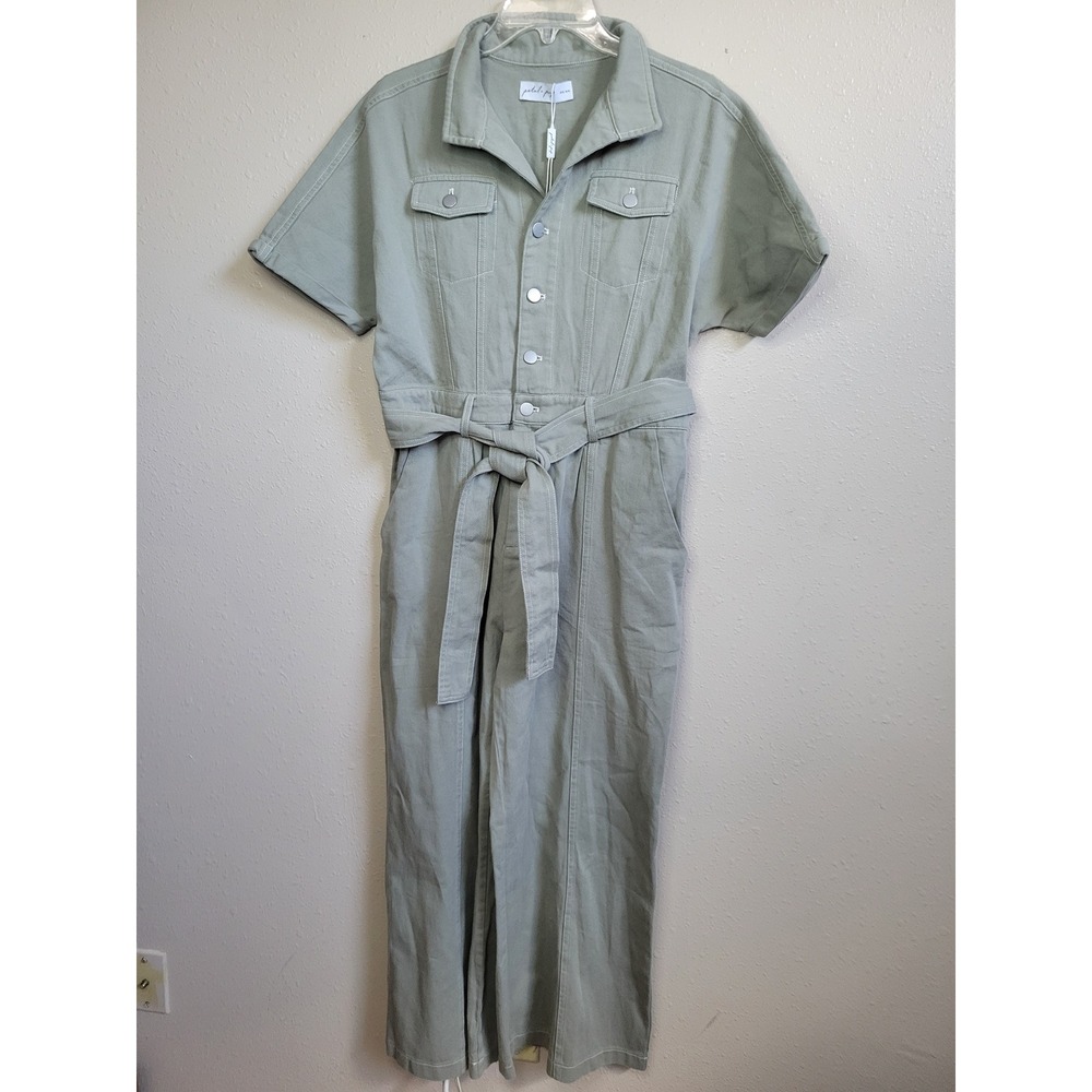 Petal and Pup Sage Green Short Sleeve Utility Belted Jumpsuit XL NWT